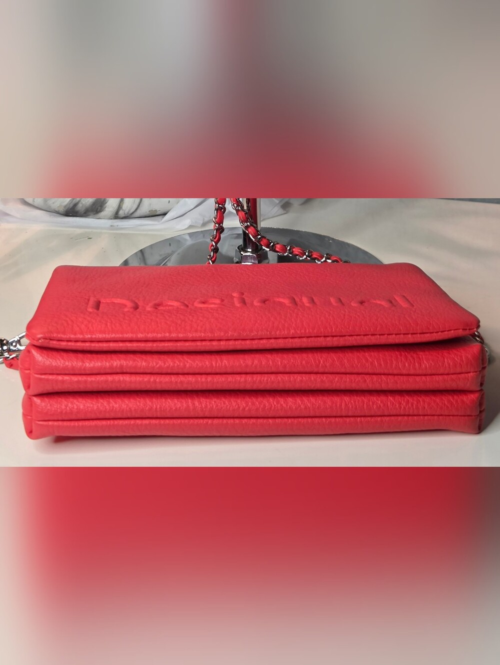 Desigual Half Logo Dortmund Coral Crossbody Shoulder Clutch Bag - Picture 8 of 14